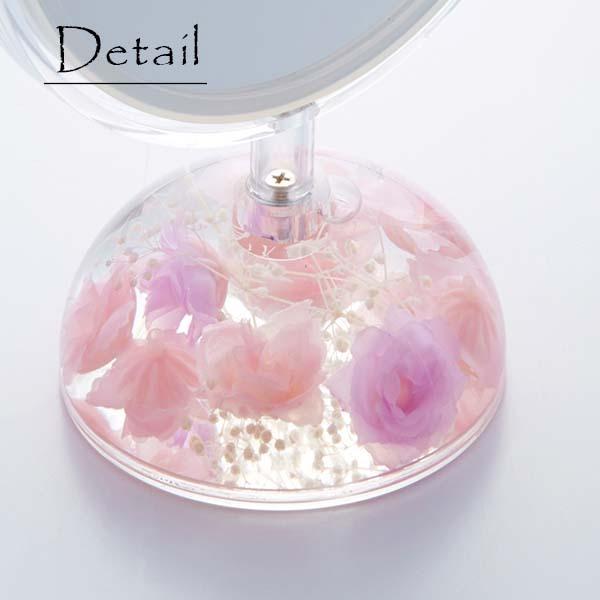 スタンド ミラー 両面 アクリル 水中花 鏡 拡大鏡 ローズ 薔薇 ギフト