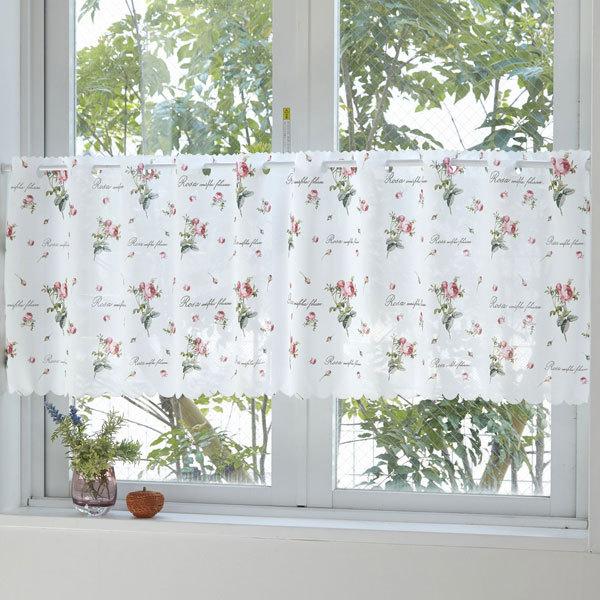 薔薇柄 花柄 カフェカーテン おしゃれ ルドゥーテ 幅150cm 丈45cm バラ柄 スルフレア柄 目隠し 薔薇 小窓 出窓 キッチン リビング 玄関 トイレ 日本製 C F103 薔薇雑貨かわいい姫系雑貨のmeggie 通販 Yahoo ショッピング