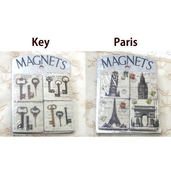 アンティーク風 雑貨 マグネット おしゃれ ローズ柄 4個セット Rose