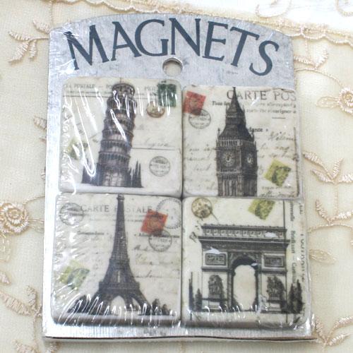 アンティーク風 雑貨 マグネット おしゃれ ローズ柄 4個セット Rose