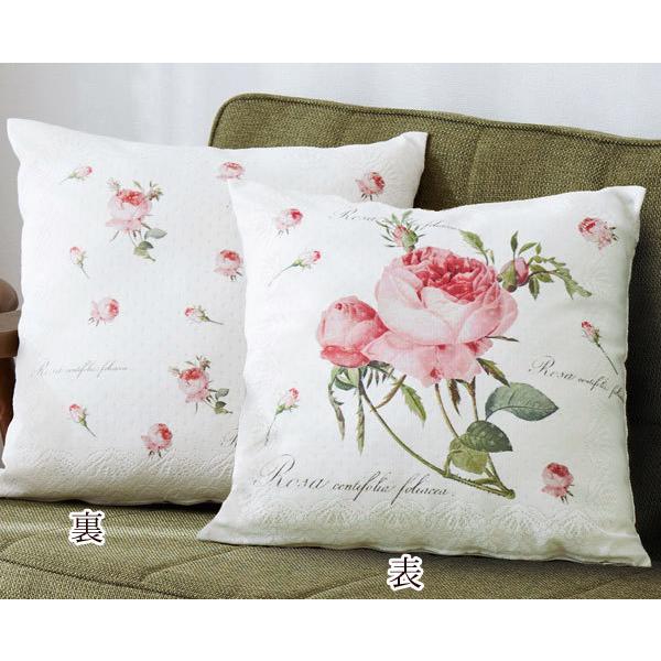 ルドゥーテ レース クッションカバー 薔薇柄 45×45cm バラ リース