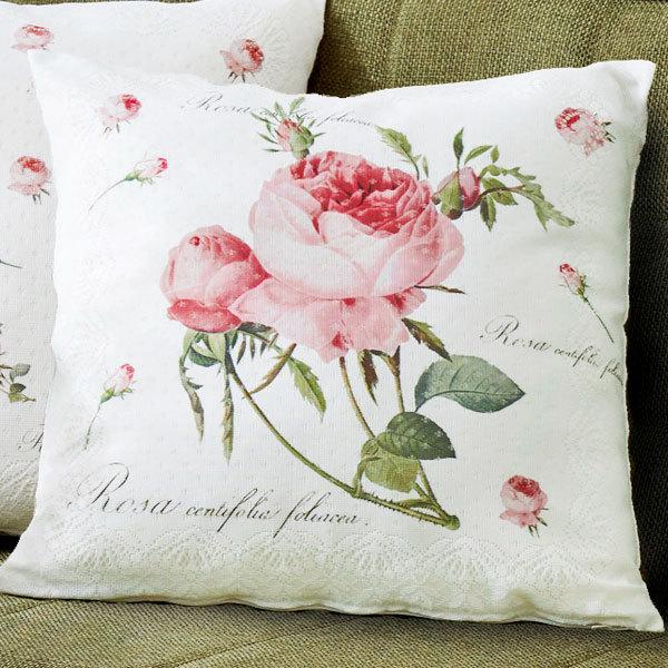 ルドゥーテ レース クッションカバー 薔薇柄 45×45cm バラ リース