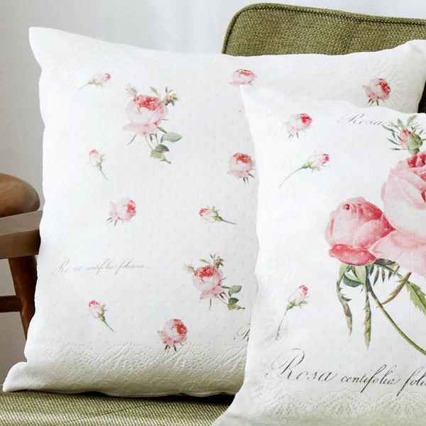 ルドゥーテ レース クッションカバー 薔薇柄 45×45cm バラ リース