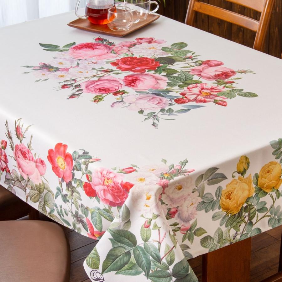 テーブルクロス おしゃれ 撥水 布 白 6人掛け 約145×230cm ルドゥーテ