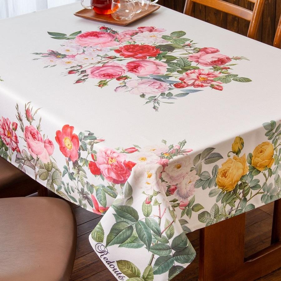 テーブルクロス 撥水 おしゃれ 布 白 4人掛け 約145×180cm ルドゥーテ