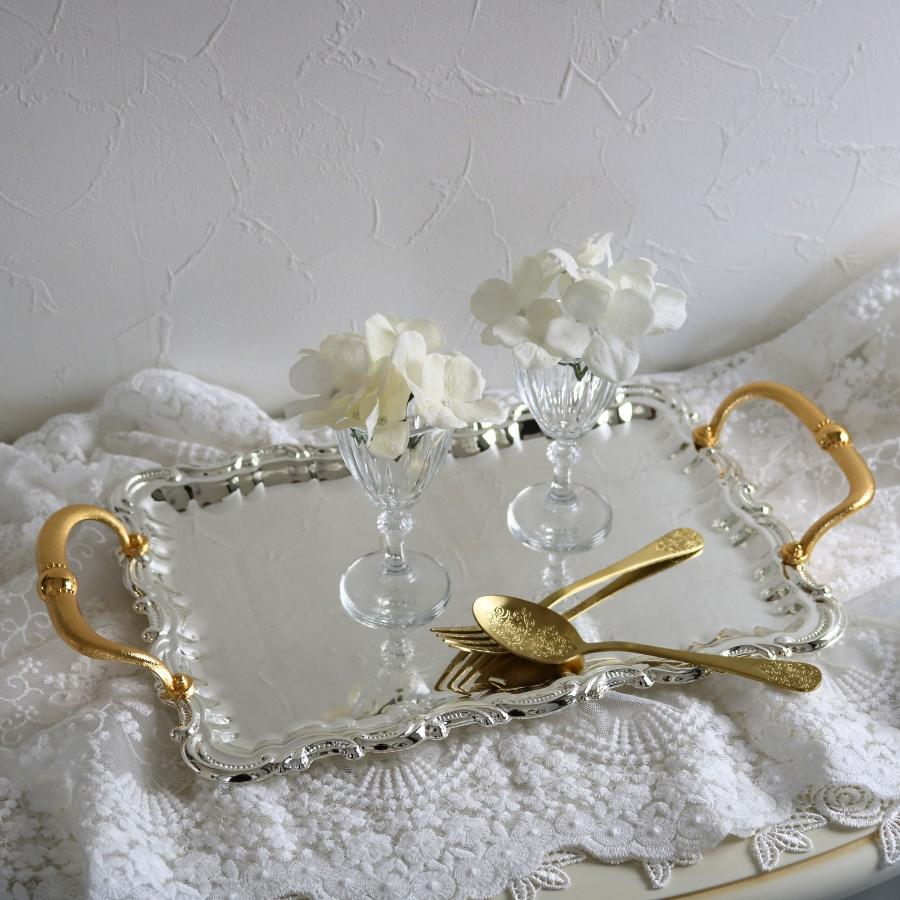 HARMONIER シルバートレイ ゴールドハンドル トレー シルバー