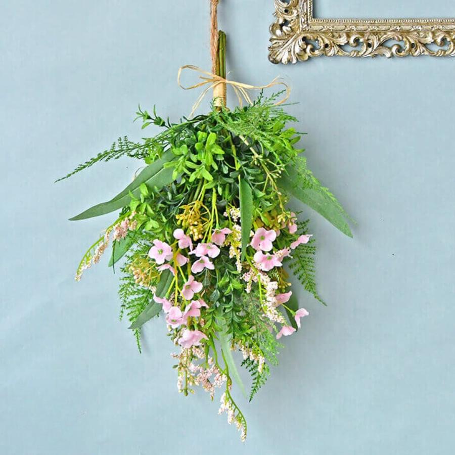 造花 インテリア 花束 ブーケ ハンギング 壁掛け ピンク ナチュラル