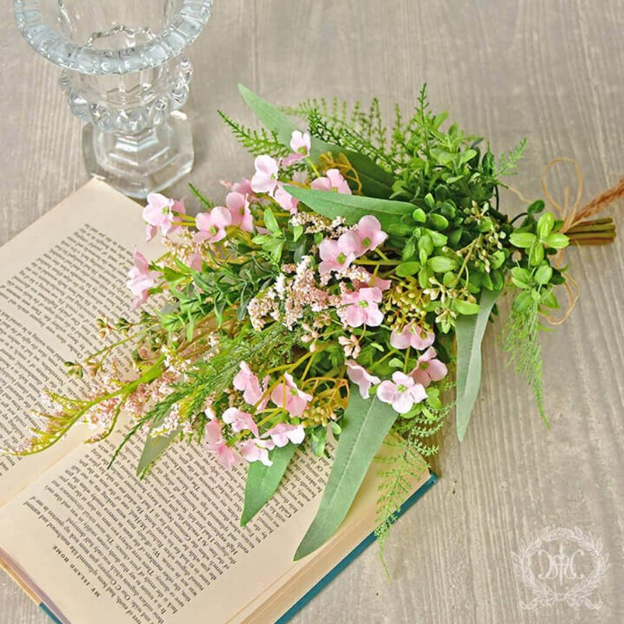 造花 インテリア 花束 ブーケ ハンギング 壁掛け ピンク ナチュラル