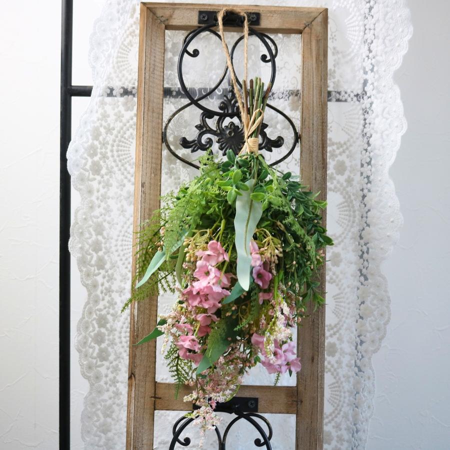 造花 インテリア 花束 ブーケ ハンギング 壁掛け ピンク ナチュラル