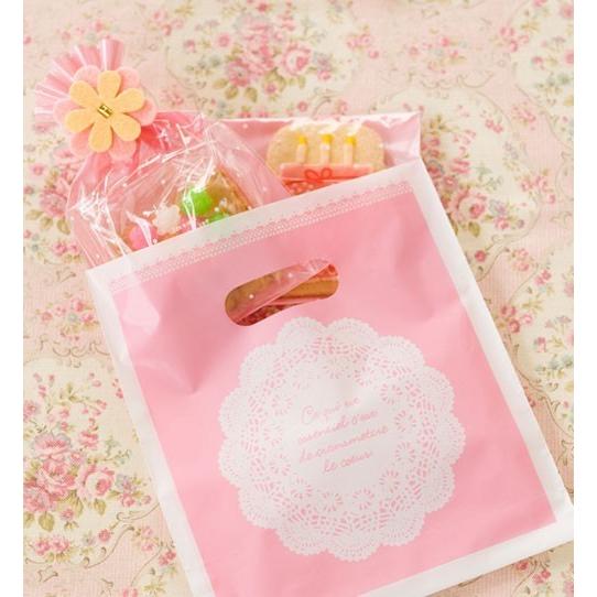 ラッピング 袋 ギフトバッグ かわいい おしゃれ レース ピンク 小分け