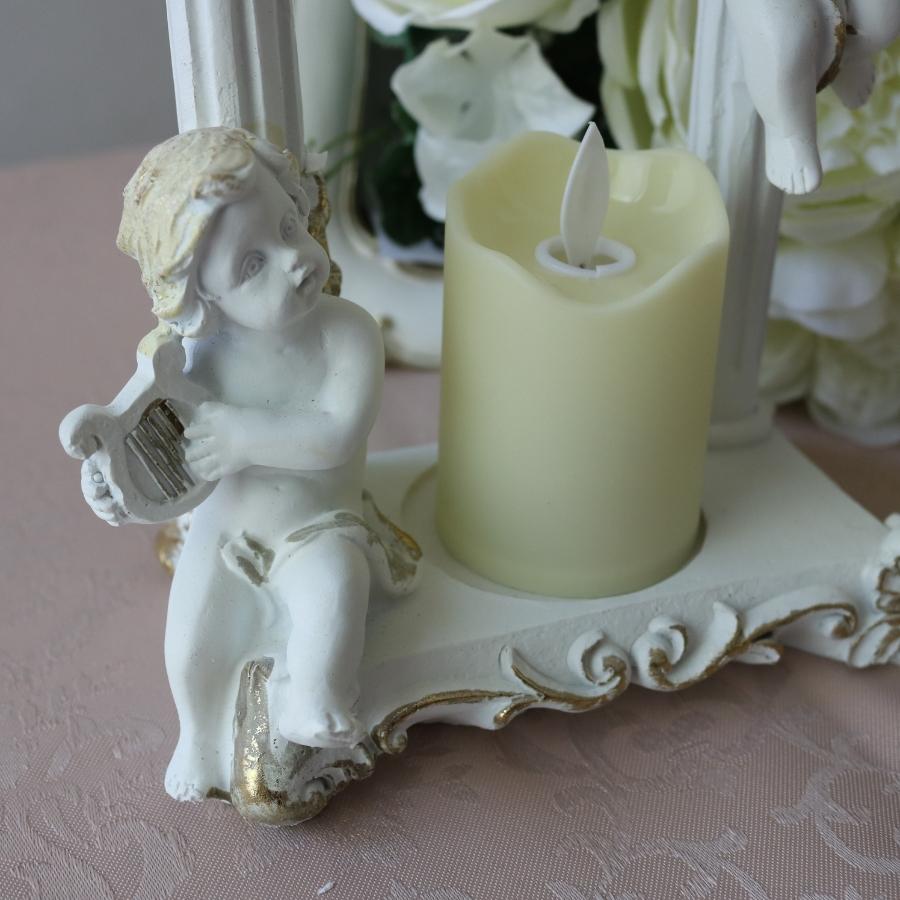 天使 エンジェル 置物 オブジェ LED キャンドル 白 雑貨 オーナメント