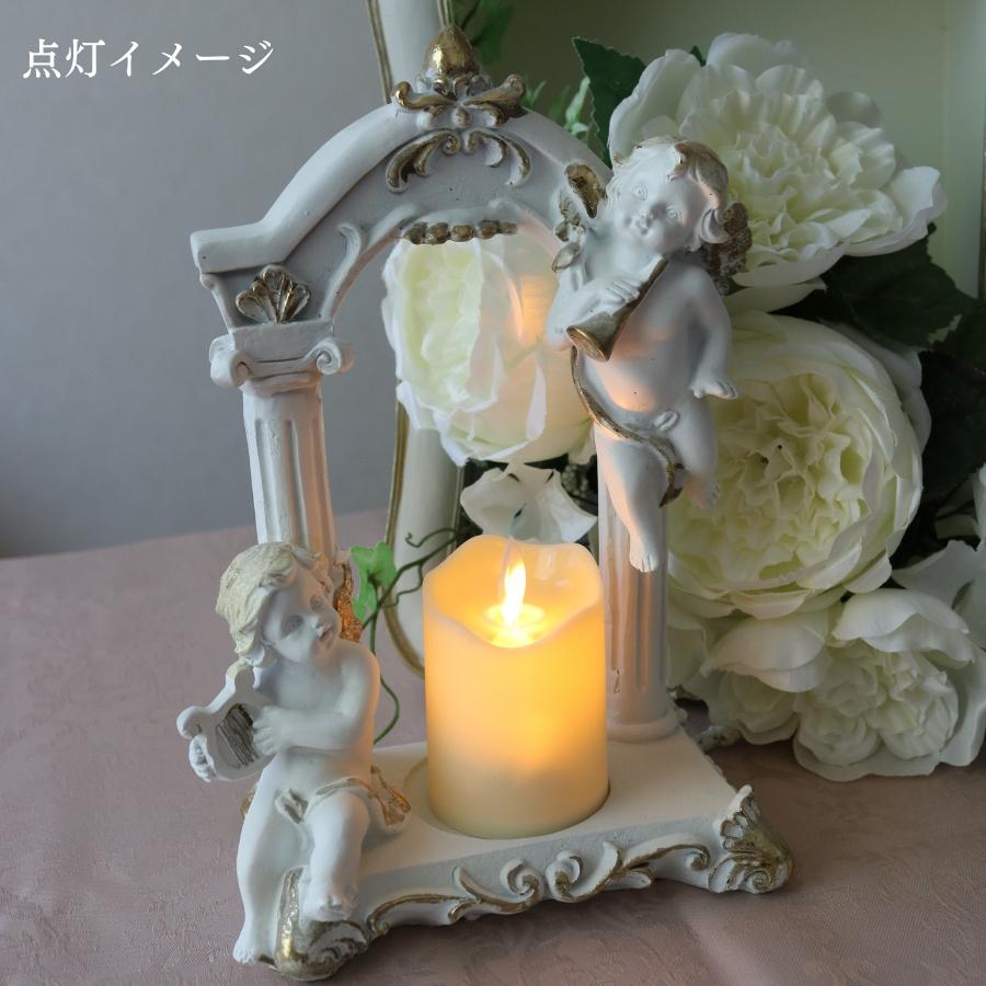 天使 エンジェル 置物 オブジェ LED キャンドル 白 雑貨 オーナメント