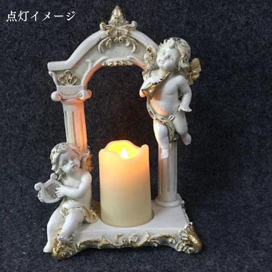 天使 エンジェル 置物 オブジェ LED キャンドル 白 雑貨 オーナメント