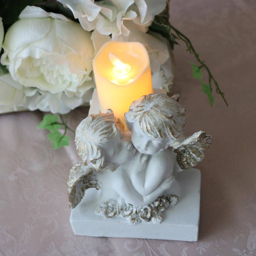 LED キャンドル エンジェル 天使 ローズ 薔薇 置物 グッズ 人形 雑貨