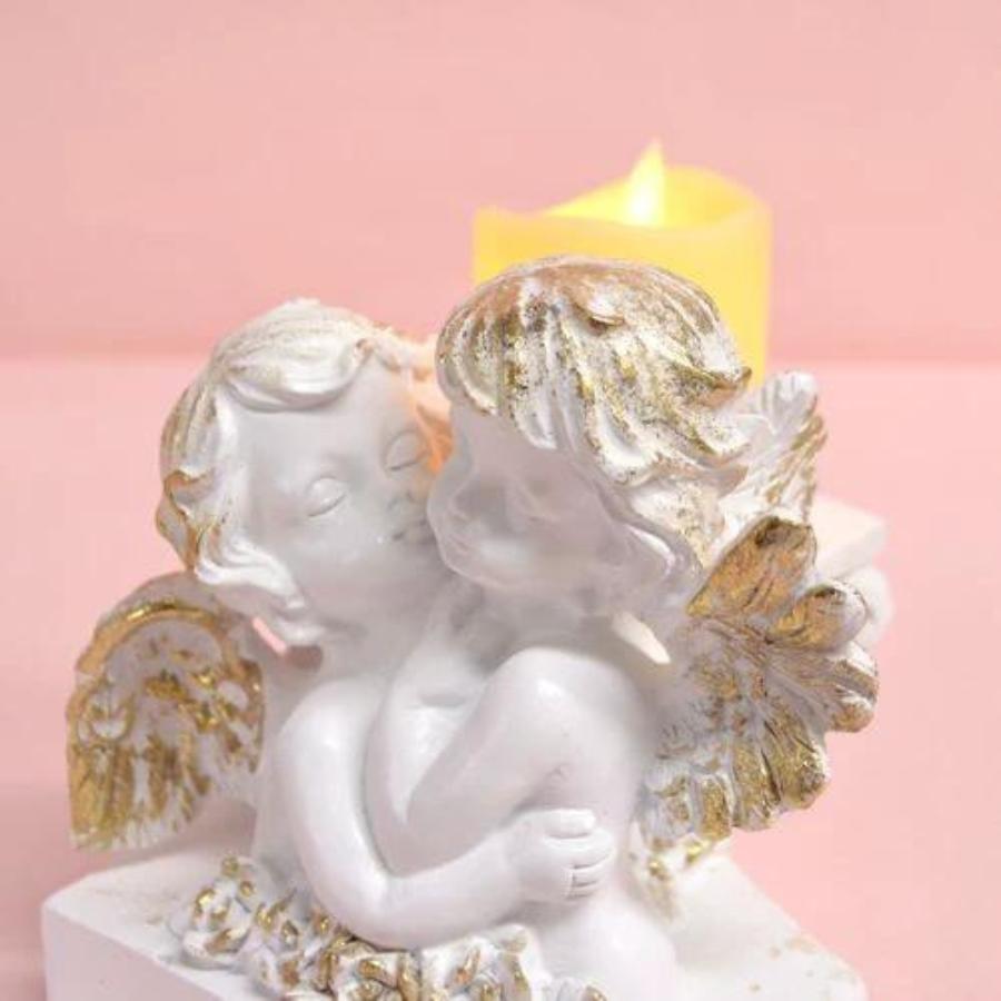 LED キャンドル エンジェル 天使 ローズ 薔薇 置物 グッズ 人形 雑貨