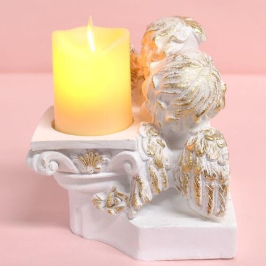 LED キャンドル エンジェル 天使 ローズ 薔薇 置物 グッズ 人形 雑貨