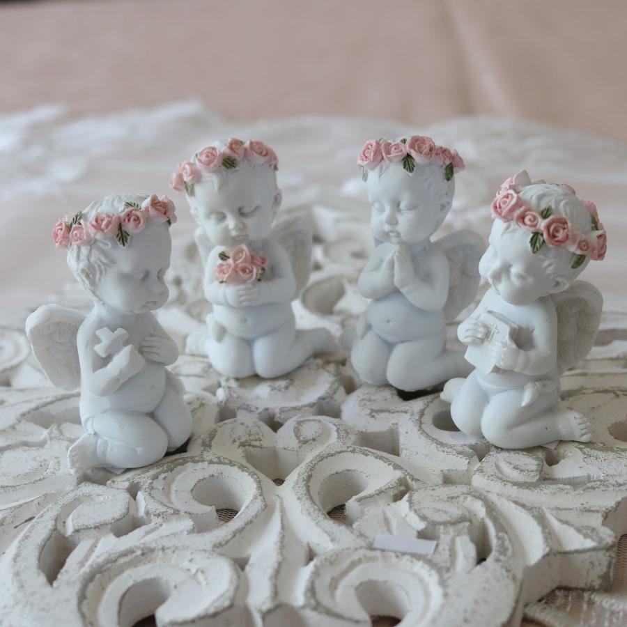 天使 彫刻風 オブジェ インテリア 置物 シャビーシック 白 天使