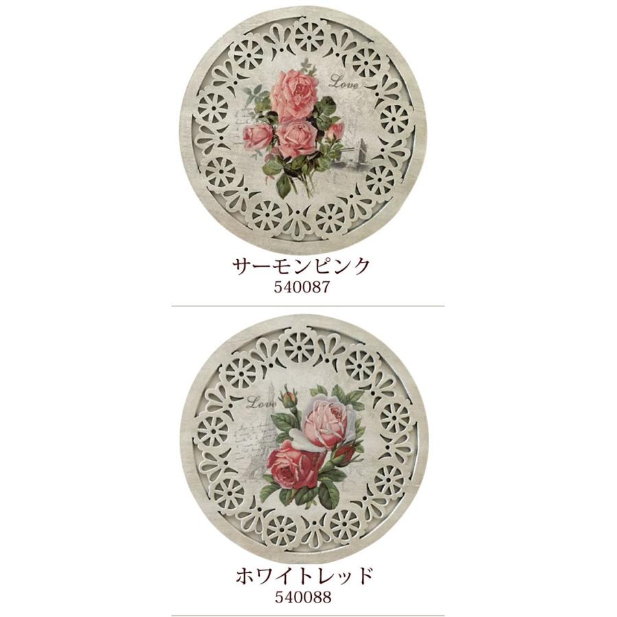 ローズ コースター 6Pセット 木製 ラウンド 薔薇 バラ キッチン雑貨 
