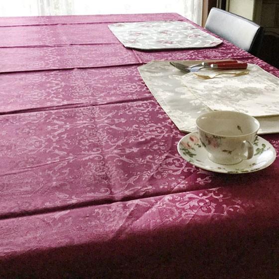 テーブルクロス 業務用 撥水 おしゃれ ジャガード織り ダマスク柄 135