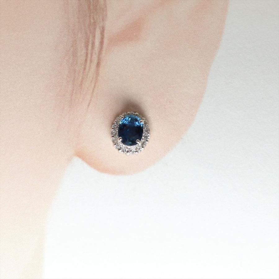 GALLERY megumi 保証書付き K18WG ダイヤモンド ブルー サファイア ピアス 0.93ct スタッドタイプ ダイヤモンド取り巻きデザイン｜megumi-1｜02