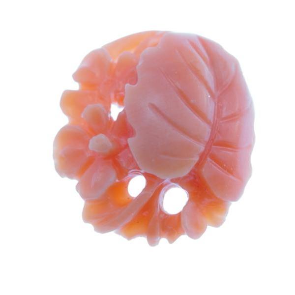 GALLERY megumi  柔らかい色合い 天然　ピンク珊瑚　桃珊瑚 　3.32ct フラワー　リーフ　モチーフ　手彫り　ルース｜megumi-1