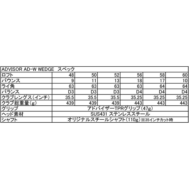 advisor アドバイザー AD-W ウェッジ オリジナルスチールシャフト 正規