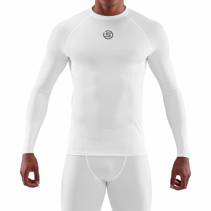 スキンズ SERIES-1 トップスロングスリーブ ホワイト メンズ SKINS コンプレッションウェア フィットネス トレーニング ヨガ ジム｜megurie2｜02