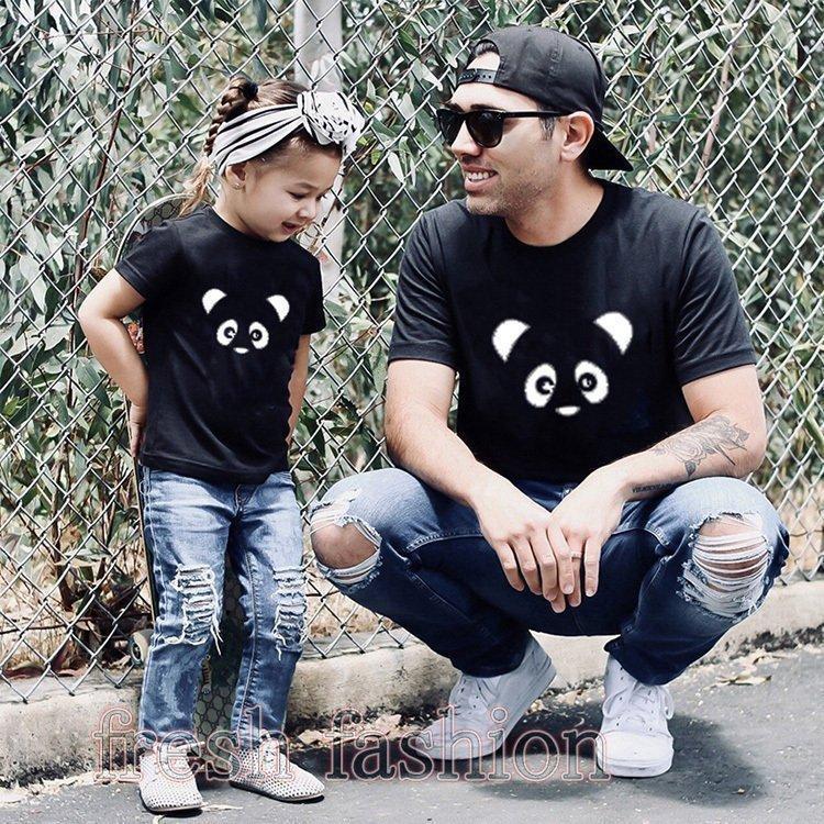 親子コーデtシャツリンクコーデ親子ペアルックベビーロンパース親子お揃いtシャツパンダちゃんプリント可愛いペアtシャツ赤ちゃん家族ペア | ブランド登録なし | 05