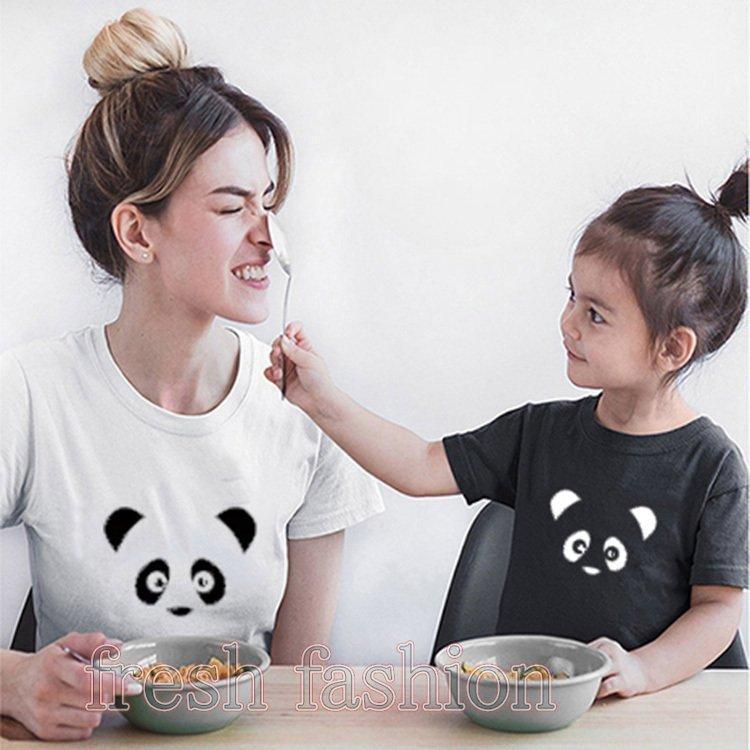 親子コーデtシャツリンクコーデ親子ペアルックベビーロンパース親子お揃いtシャツパンダちゃんプリント可愛いペアtシャツ赤ちゃん家族ペア | ブランド登録なし | 08