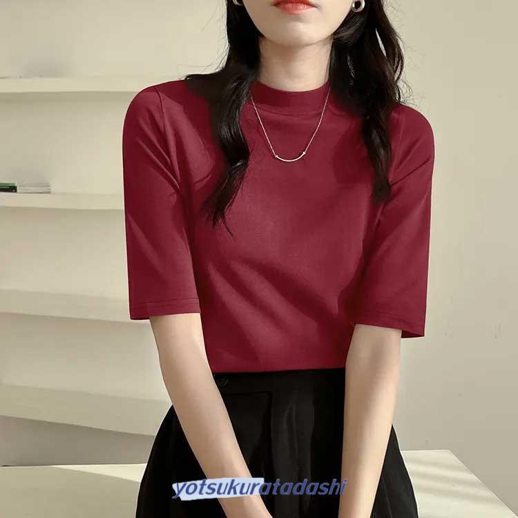 半袖Tシャツ ハイネック レディース 半袖tシャツ モックネック tシャツ