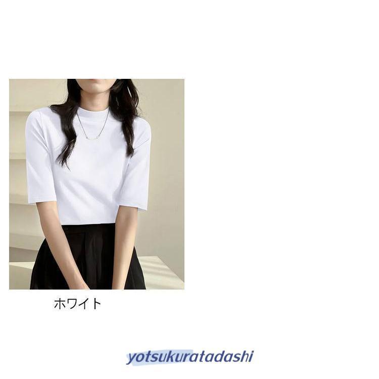 半袖Tシャツ ハイネック レディース 半袖tシャツ モックネック tシャツ