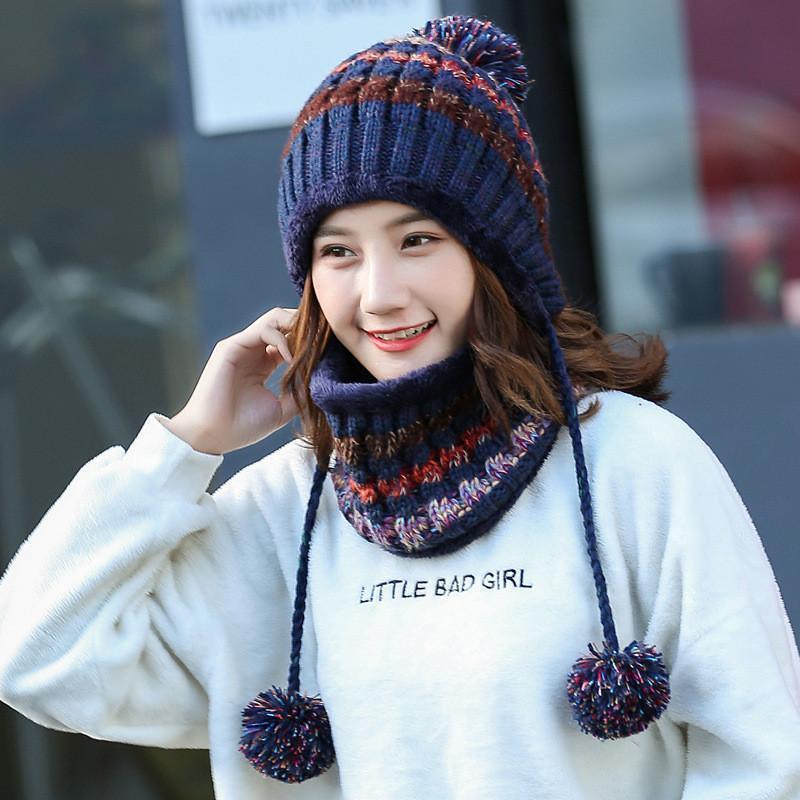 耳当て付き帽子 レディース ネックウォーマー ニット帽子 耳あて付き ニットキャップ アウトドア 小顔 ポンポン飾り ローゲージ |  | 03