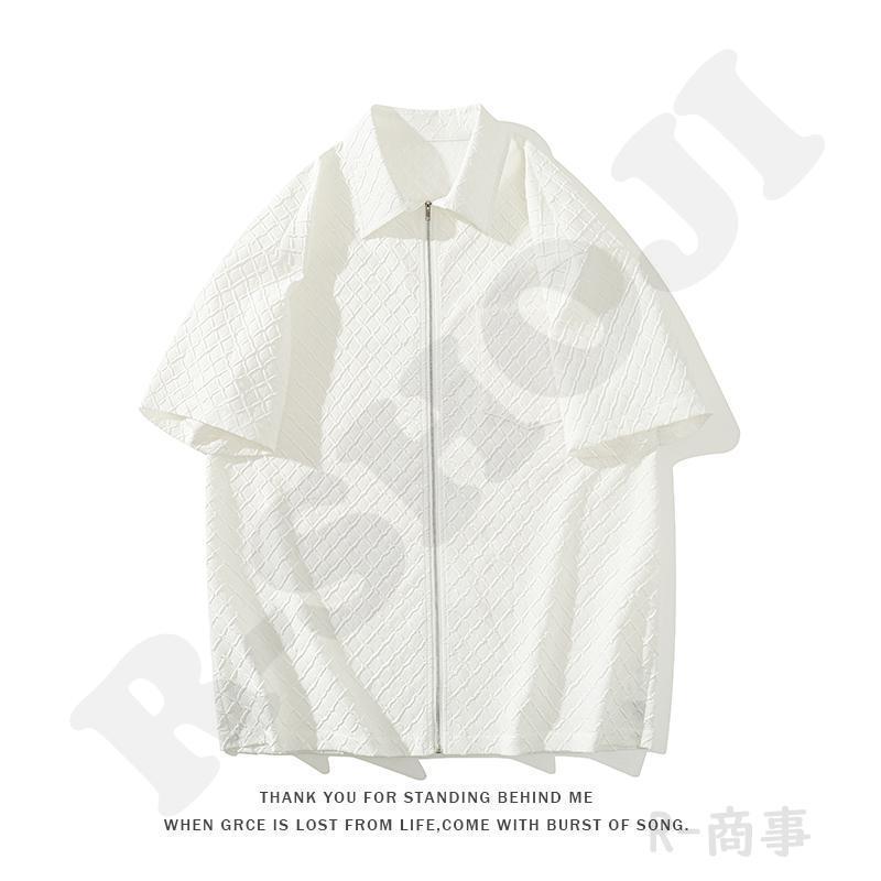 ジップアップ留め シャツ 半袖 メンズ チェック 羽織り カジュアルシャツ 白シャツ メンズファション ス 大きいサイズ 5XLまで｜meguru-st｜04