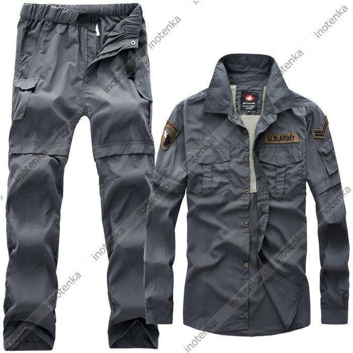 アウトドアウエア 上下セット 2WAY 速乾 UVカット タクティカルシャツ トレッキングパンツ 取り外し可 登山 作業服 春夏秋 日焼け止めの画像
