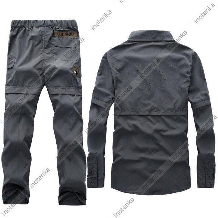アウトドアウエア 上下セット 2WAY 速乾 UVカット タクティカルシャツ トレッキングパンツ 取り外し可 登山 作業服 春夏秋 日焼け止めの画像