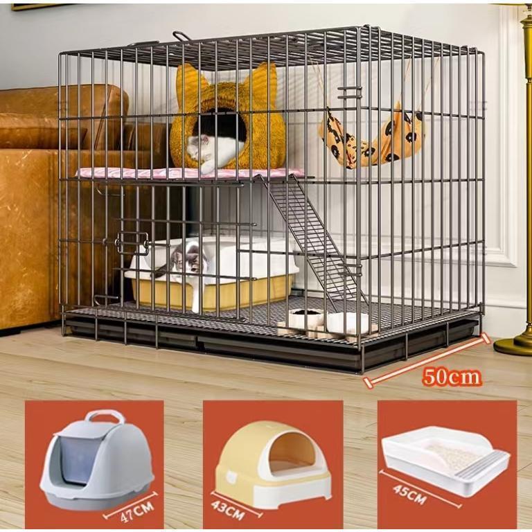 2023 新品 新品猫用ケージ 大型 多頭飼い 組立簡単 折り畳み式 掃除しやすいネコ用ゲージ コンパクト高さ 錆びない キャットハウス_4