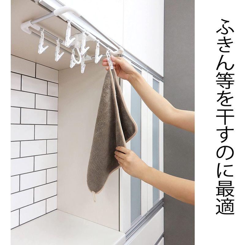 東和産業 LD キッチン小物ハンガー ホワイト 約幅33.2×高さ13×奥行13.5cm 吊り戸棚に差し込むだけで取り付け簡単 物干しハンガー、ピンチ 東和産業 LD キッチン小物ハンガー ホワイト 約幅33.2×高さ13×奥行13.5cm 吊り戸棚に差し込むだけで取り付け簡単