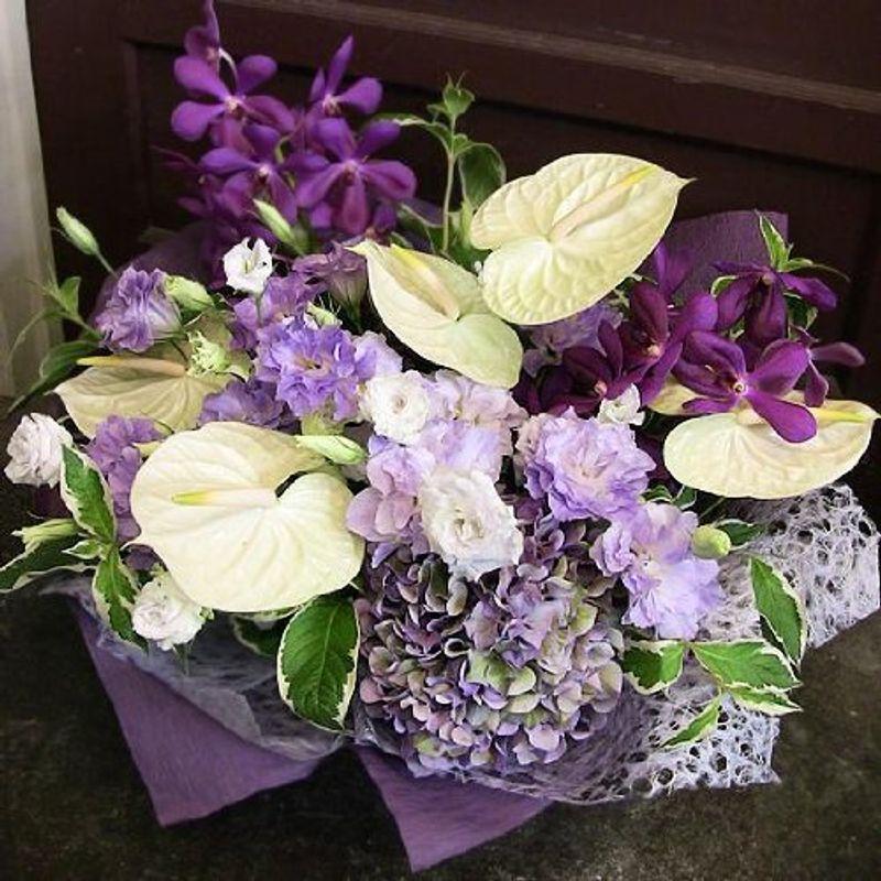本物の パリスタイルの花屋アンスリュームとトルコキキョウ 蘭のお供えアレンジメント 七回忌 三回忌 一周忌 四十九日 お悔やみ 法事花 お供え 生花 Www Diresatumbes Gob Pe