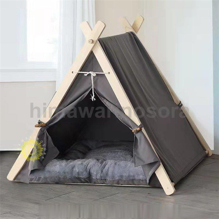 ペットテント レースペットベッド ティピーテント 犬猫小屋 L