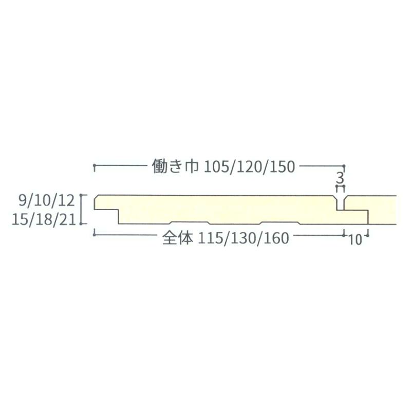 杉 羽目板 22号(節あり あいじゃくり目透加工)1820x105x12 16 杉 羽目板 22号(節あり あいじゃくり目透加工)1820x105x12 16
