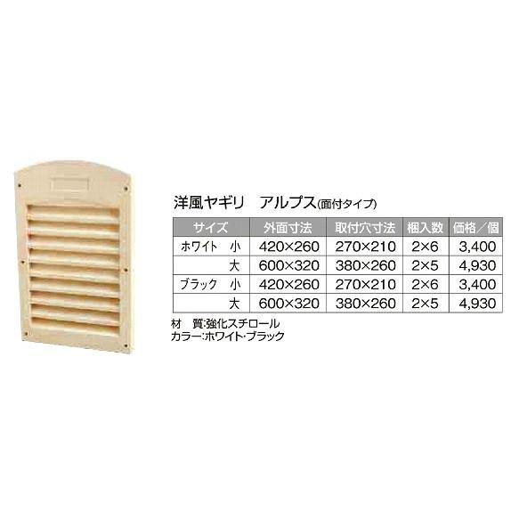 洋風ヤギリ　アルプス ブラック　小 サイズ 外面寸法420ｘ260 取付穴寸法 270ｘ210　入数12個