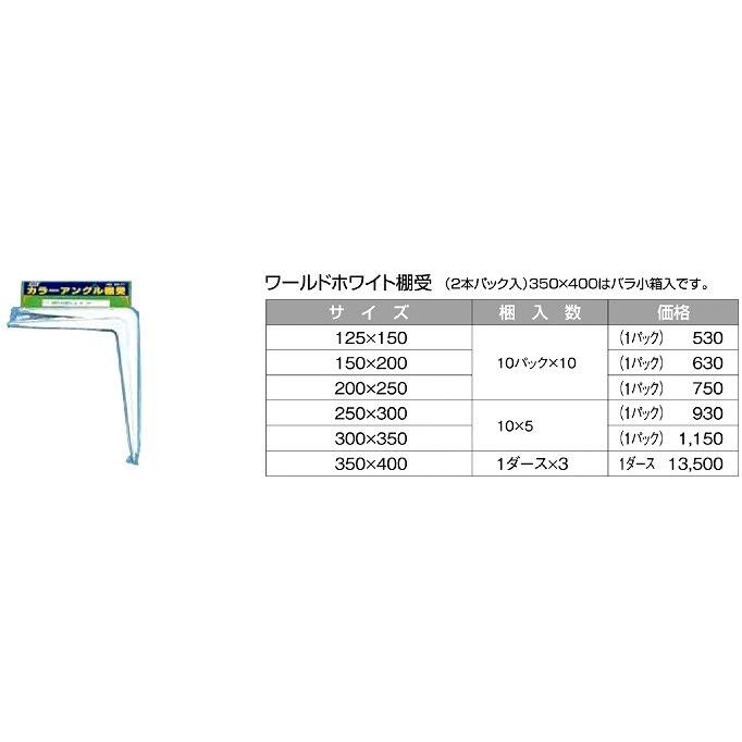 世界白いこと棚受  大いさ 200 ｘ250 2本/容器に並べるｘ入数10容器に並べる