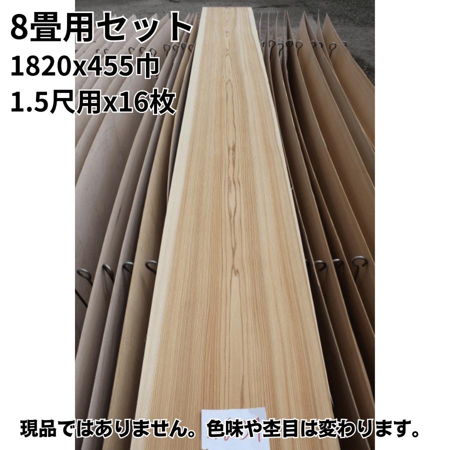 和室天井　銘木数寄屋数寄屋　8畳＋6畳 8畳用セット イナゴ天井板 板目 赤 1820x455巾 1.5尺用x16枚 和室天井