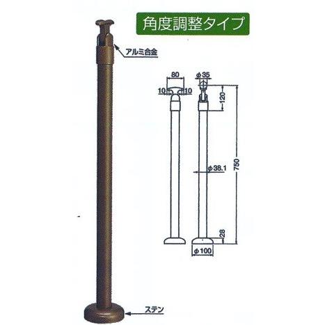 屋内用手すり支柱ACE-722B(スチールAG塗装)L750mm角度調整タイプ