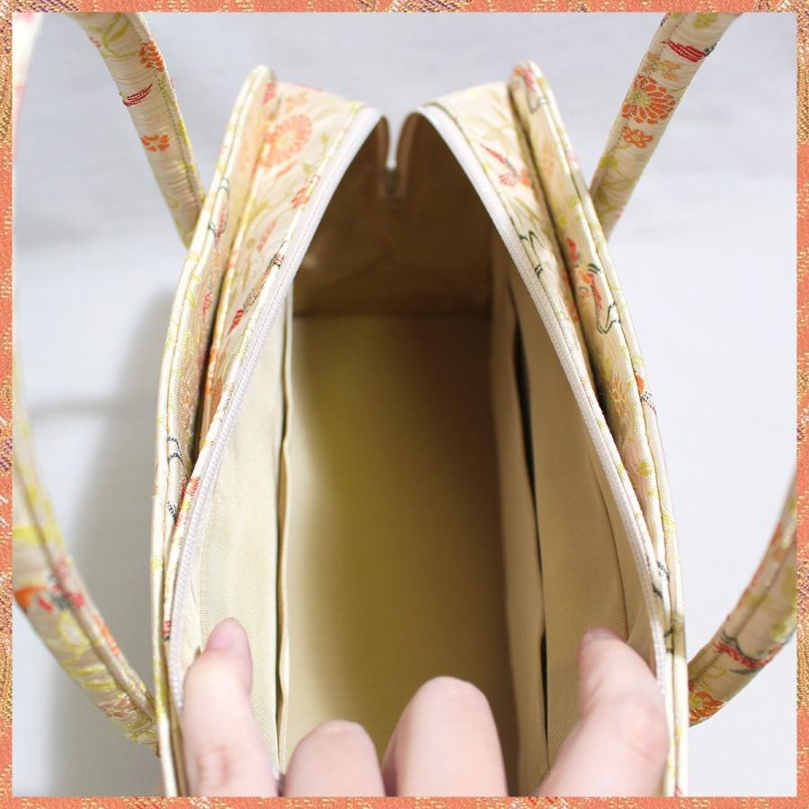 利休バッグ（大） 夏物 京都・西陣織 正絹ボストンバッグ 藤襷燕文様