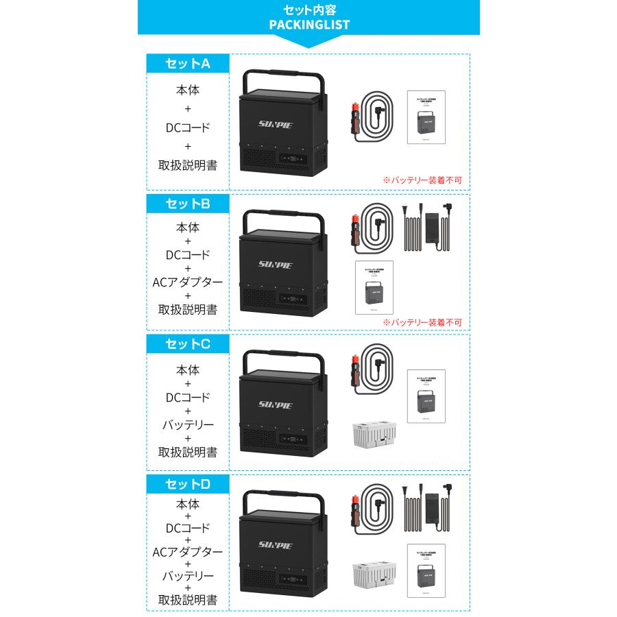 車載冷蔵庫 12L ポータブル冷蔵庫 バッテリー内蔵可能 持ち運び ミニ冷蔵庫 小型 -20℃〜20℃ 急速冷凍 AC100V/DC12V24V 車載/家庭用 静音 1年保証 DCアダプター |  | 15