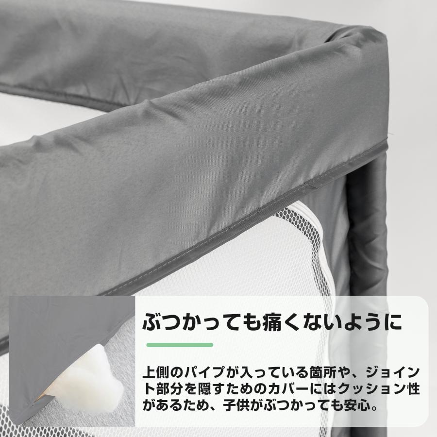 ベビーサークル メッシュ コンパクト 持ち運び 組立簡単 ハイタイプ 120×120cm 180×200cm 赤ちゃん ベビー 子供 キッズ お昼寝 安全柵 ベビーゲートの画像