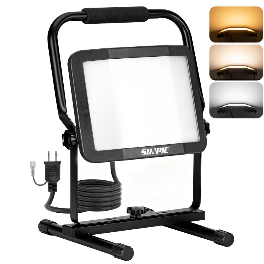 LED投光器 作業灯 ledワークライト 60W 10000LM H型スタンド付 三面