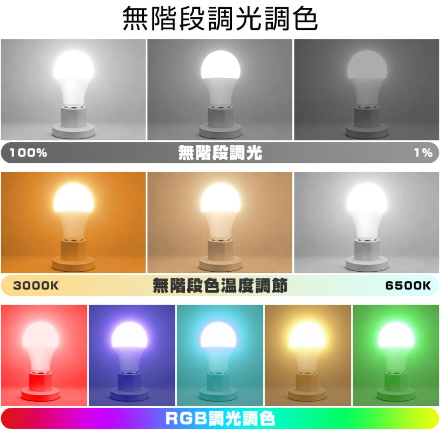 LED電球 E26 調光調色 リモコン付き 10W RGBW 950ML 省エネ 昼白色