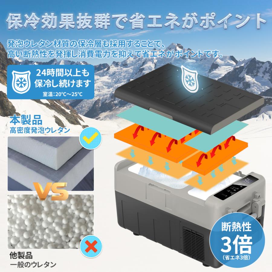 車載冷蔵庫 30L 2室タイプ -20℃〜10℃ 60W ポータブル冷蔵庫 同時冷蔵